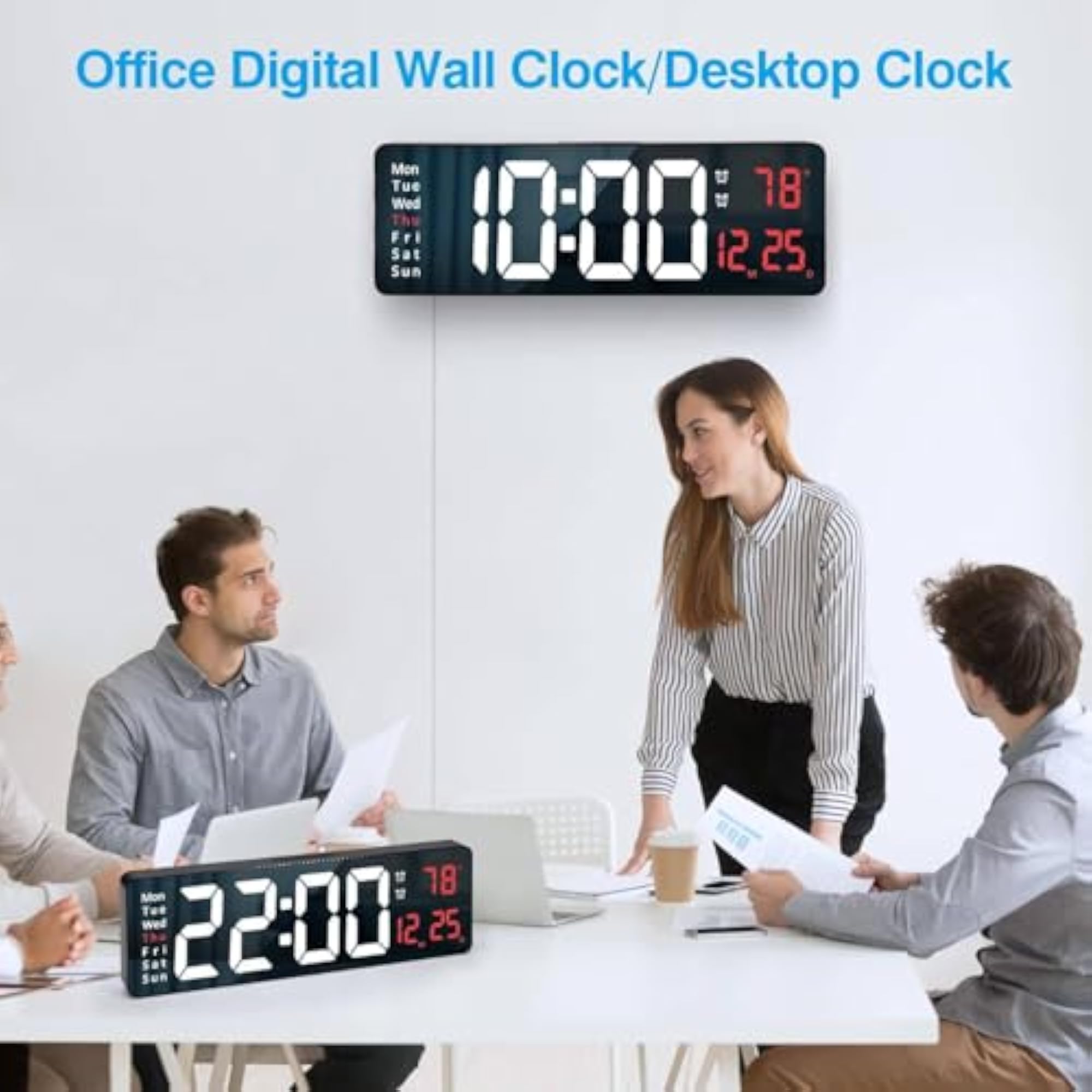Large Digital Wall Clock with Remote Control